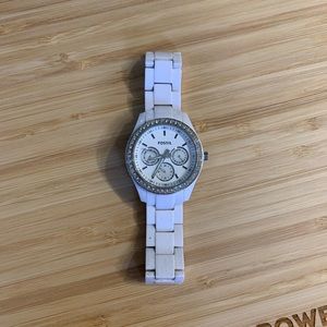 White Fossil watch